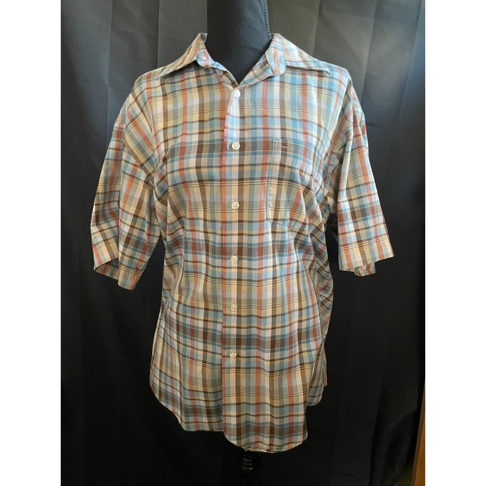 Vintage Van Heusen Men's Plaid Shirt Size M Retro Y2K Western Cowboycore